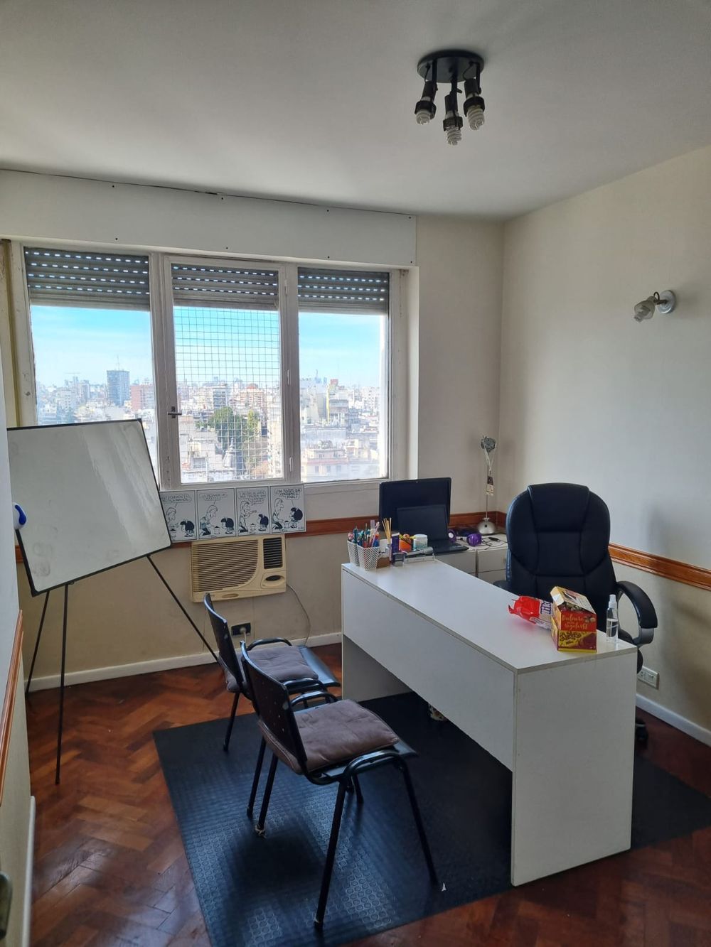Escritorio principal del consultorio del Dr. Ignacio Rizzo, con vista a la ciudad